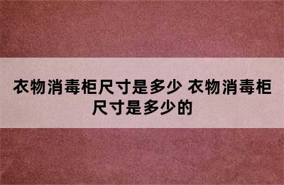 衣物消毒柜尺寸是多少 衣物消毒柜尺寸是多少的